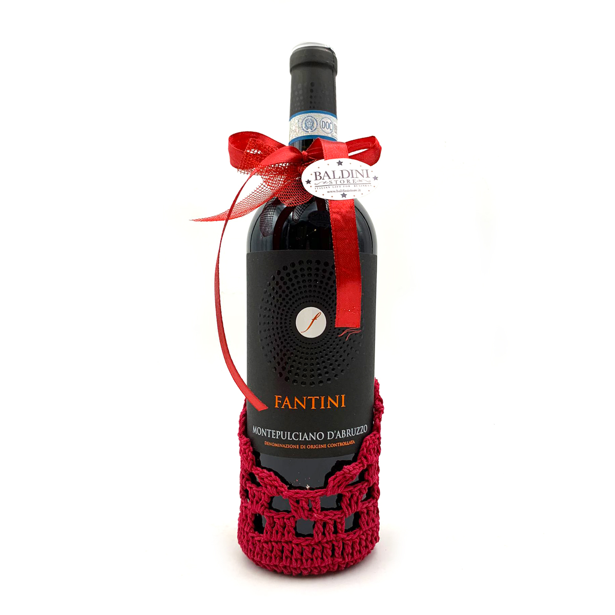 Confezione Regalo Vino Montepulciano d'Abruzzo + Portabottiglie salvagoccia  fatto a mano - Baldini Store